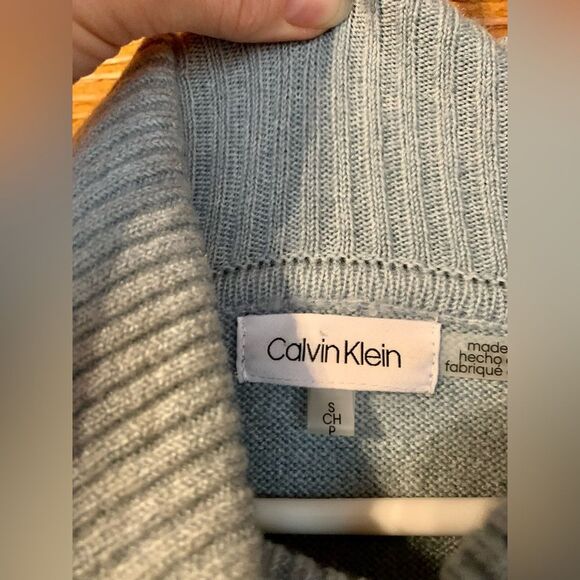 Calvin Klein Light Blue Cowl Neck Tunic Length Oversized Sweater Size Small - Picture 4 of 11